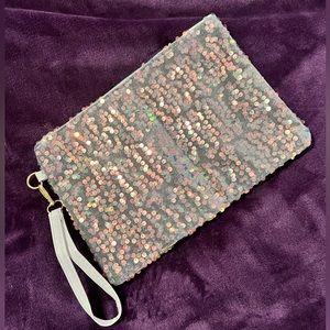 White Iridescent Sequin Wristlet